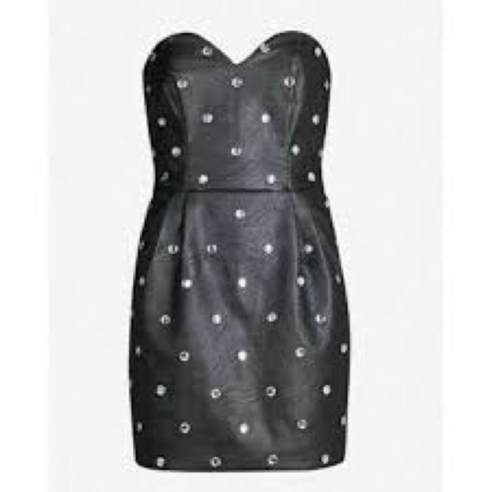 Topshop Black Strapless Mini Dress with Silver Studs